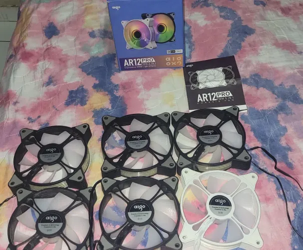 Kit 6 fans aigo argb 12 pro com controladora
