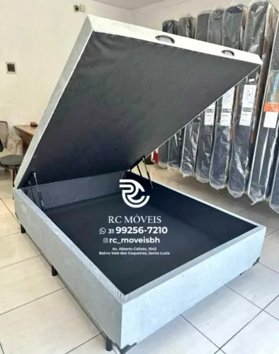 Cama box Baú De casal 1.38x1.88 Inteiriço Blindado com Pistão a Gás - Promocao