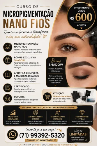 PROMOÇÃO ESPECIAL - CURSO DE MICROPIGMENTAÇÃO