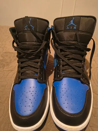 Tênis Nike Air Jordan 1 Mid Black Royal Blue Original Tam 46 BR (US 13) - Novo<br>
