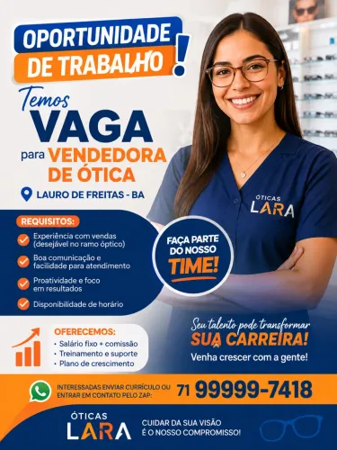 Vaga para vendedor de Ótica