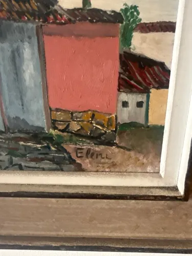 Lote 4 Quadros Antigos Óleo Sobre Tela - Casarios Históricos de Minas