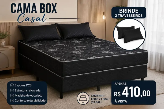 Super promoção cama box casal nova direto de fábrica com dois travesseiros de brinde.