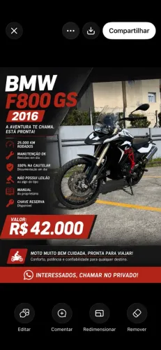 BMW f800 Gs 2016 25 mil kms