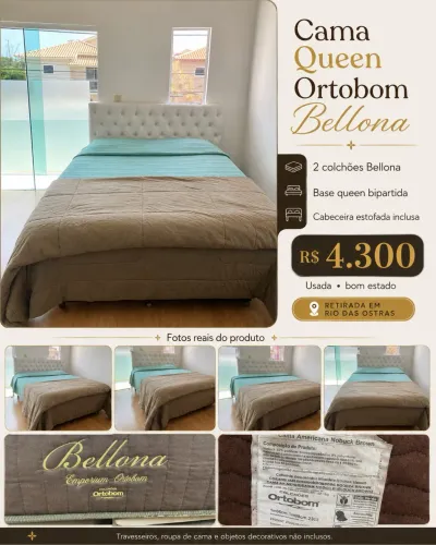 Cama Queen Ortobom Bellona completa