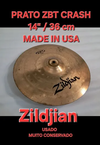 PRATO ZILDJIAN ZBT CRASH 14"/36CM MADE IN USA - USADO - CONSERVADÍSSIMO