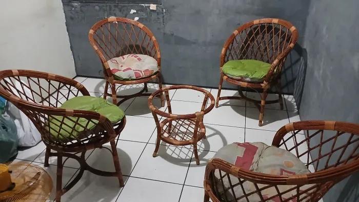 Combo: Cadeiras de bambu+ mesa de centro de bambu