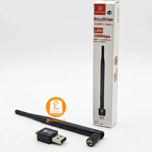 Adaptador USB Rede Wi-fi com Antena removível, Internet para Computador, Notebook, PC etc