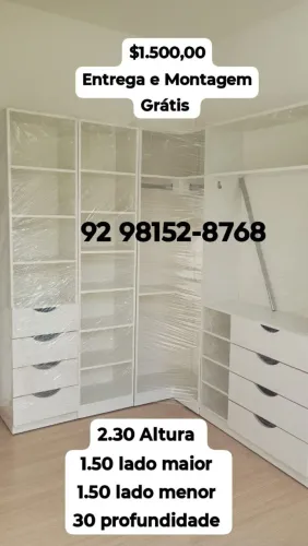 Closet Modelos em L com fundo