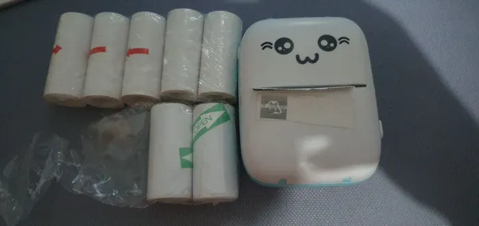Mini impressora do gatinho com 7 rolos +1 usado(rolo adesivo)