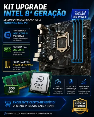 i5 8500+Placa mãe+ 8gb de RAM DDR4+SSD NVME 256 GB ( com espelho)
