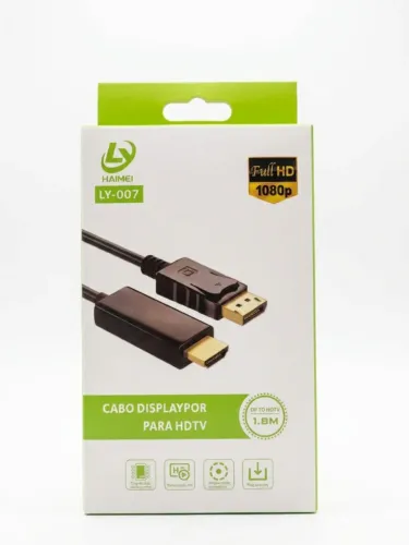 Cabo DisplayPort para HDMI HDTV 1.8m Full HD 1080p - HAIMEI LY-007