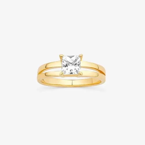 Anel Solitário Com Topázio Em Prata 925 Com Banho De Ouro Amarelo 18k (Monte Carlo)