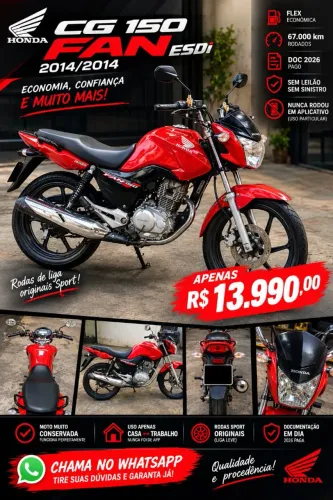 Honda CG 150 Fan ESDi 2014/2014 ? 67 mil km ? Muito conservada