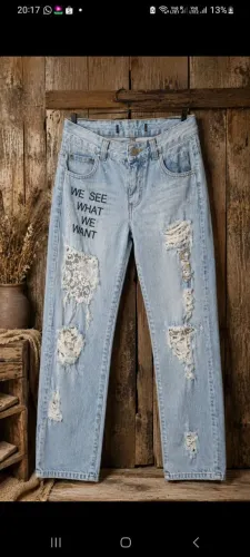 Calça jeans tam 38 customizada.usada