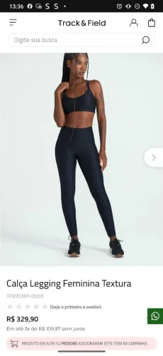 Calça legging Track e field tamanho médio nova marinho