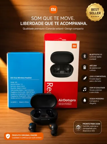 FONE BLUETOOTH E6S TWS | BLUETOOTH 5.3 | SOM DE QUALIDADE | MICROFONE | ANDROID E iPhone