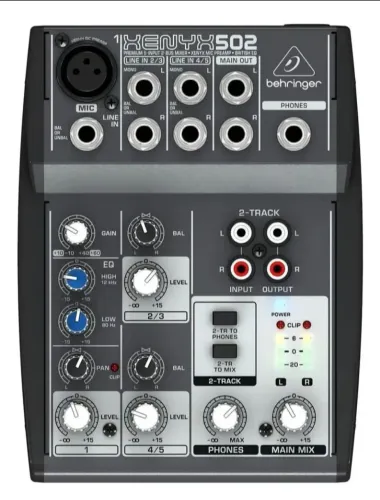 Mesa de Som 05 Canais Xenyx Behringer + Cabo Xlr P10 + Microfone.