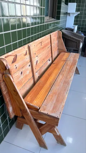 MESA DE MADEIRA RETRÁTIL 2 EM 1 - MESA + BANCO
