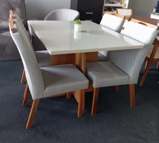 Mesa de Jantar Alice com 4 Cadeiras Simone 120x80 - Entrega DF e Entorno
