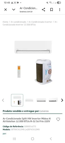 Ar condicionado split inverter 12.000 BTUs