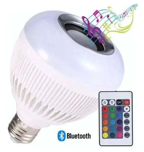 Lâmpada Led com caixa de som bluetooh e controle remoto 