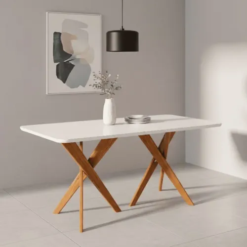 Mesa de Jantar 1,80m Base em Madeira tt876