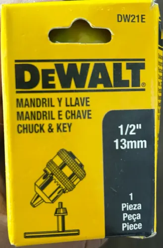 Mandril Dewalt Para Furadeira 1/2 Pol 13mm Com Chave Dw21e Original