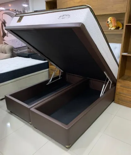 Cama Box Baú Casal Bipartida Tmapo inteiro Blindada(Colchão ñ incluso)