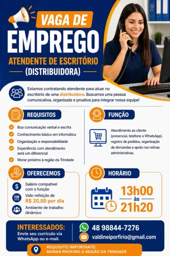 Vaga de atendente de escritório