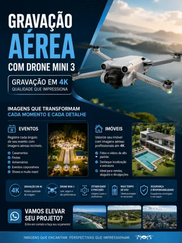 ? GRAVAÇÕES AÉREAS PROFISSIONAIS COM DRONE MINI 3 - QUALIDADE 4K ?