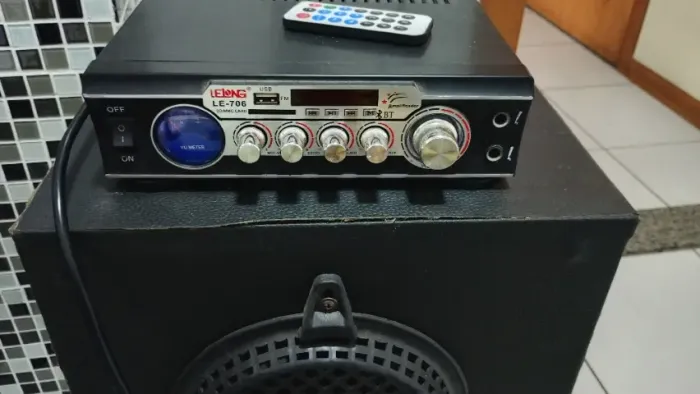 Amplificador  + caixa de som passiva