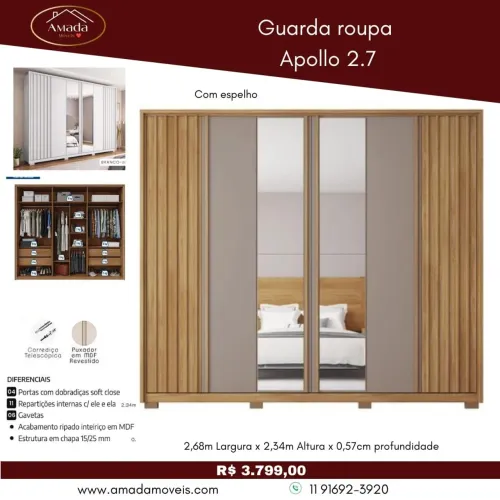 Guarda roupa Apollo 2.7 - à pronta entrega