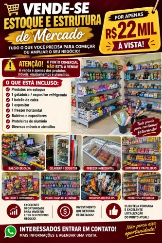 Vendo estoque e utensílios de mercado