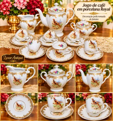 Conjunto vintage para café porcelana real.