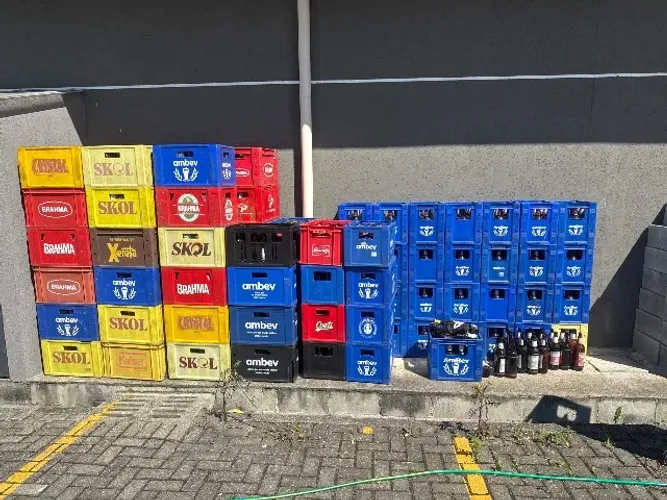 Caixa vasilhame litrão e garrafa 600ml padrão Ambev