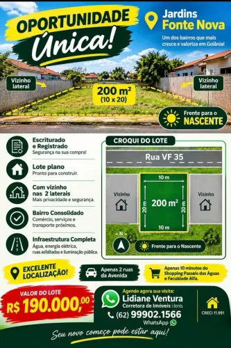 Lote Jardins Fonte Nova Escriturado ( Goiânia Goiás)