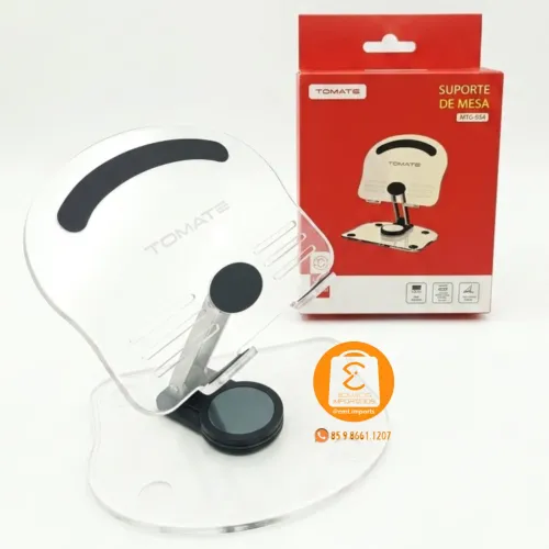 Suporte em Acrílico de Mesa para Tablet, rolagem infinita 360° Resistente e Ajustável 