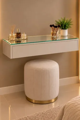 Penteadeira Suspensa de MDF com Tampo de Vidro - Design Moderno e Elegante