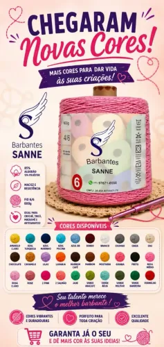 Kit 10 Barbante Sanne fio 6 cores aleatorias Preço de fábrica
