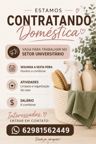 Vaga de domestica no setor universitário