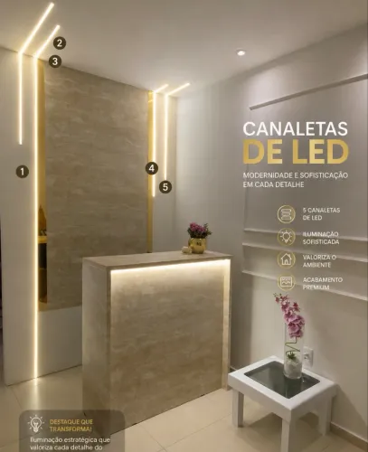 Kit com 5 Canaletas de LED - Iluminação Decorativa e Sofisticada