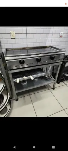 Chapa a Gás 100 cm Inox 3 Queimadores Fritomaq