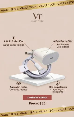 Carregador Turbo Completo IPhone 30w