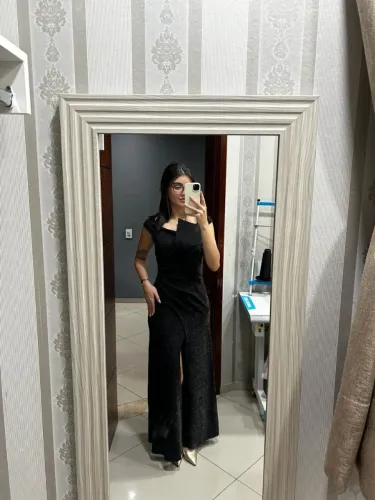 Vestido Longo de Festa Preto com Brilho _ Confecção Própria _ tam 38