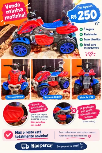Vendo Motinha Infantil Maral Vermelha e Azul 