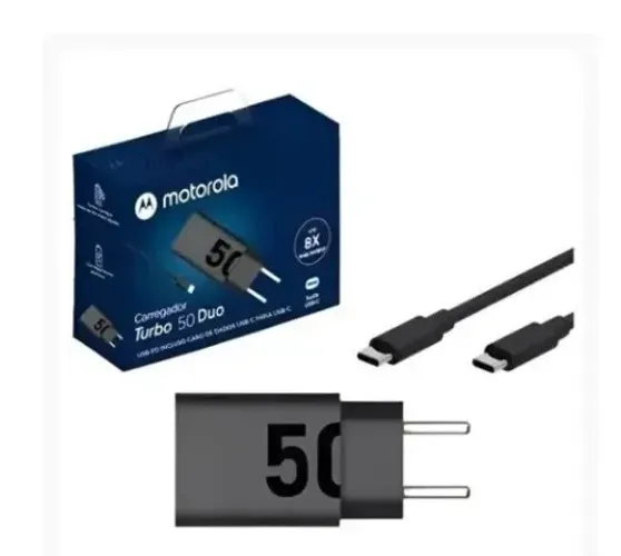 Motorola, Carregador Turbo Power? 50W, Cabo USB-C, USB-C, Porta USB-C e USB-A 1 Linha