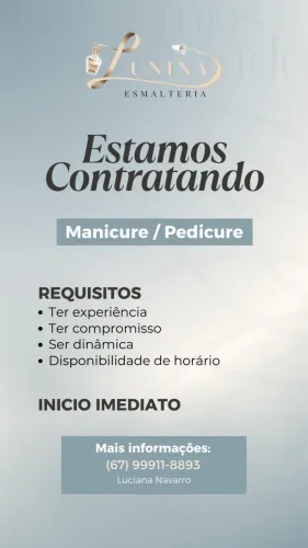 Vaga para manicure e pedicure 