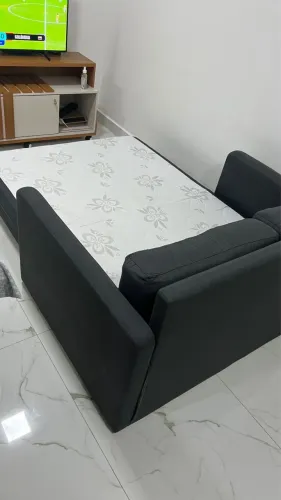 Sofá-Cama Herval Aurora 2 Lugares Linho Grafite 146cm - Excelente Estado