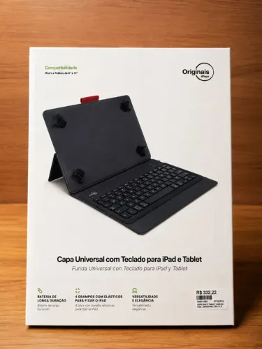 Capa Universal com Teclado para iPad e Tablet